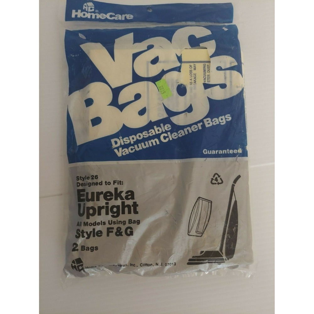 NEW Home Care Eureka Upright Style F & G Disposable Vacuum Cleaner Bag Pack of 2